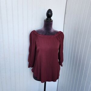 NWT Lost April Burgundy 3/4 Sleeve Blouse Lighweight Rayon Rayon Viscose Sz S
